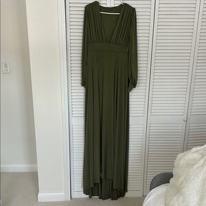 Elegant Olive Green Maxi Dress